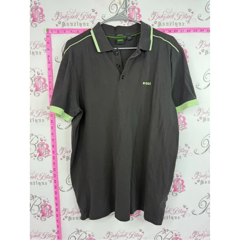 Hugo Boss shirt Black Polo with Lime Green Trim